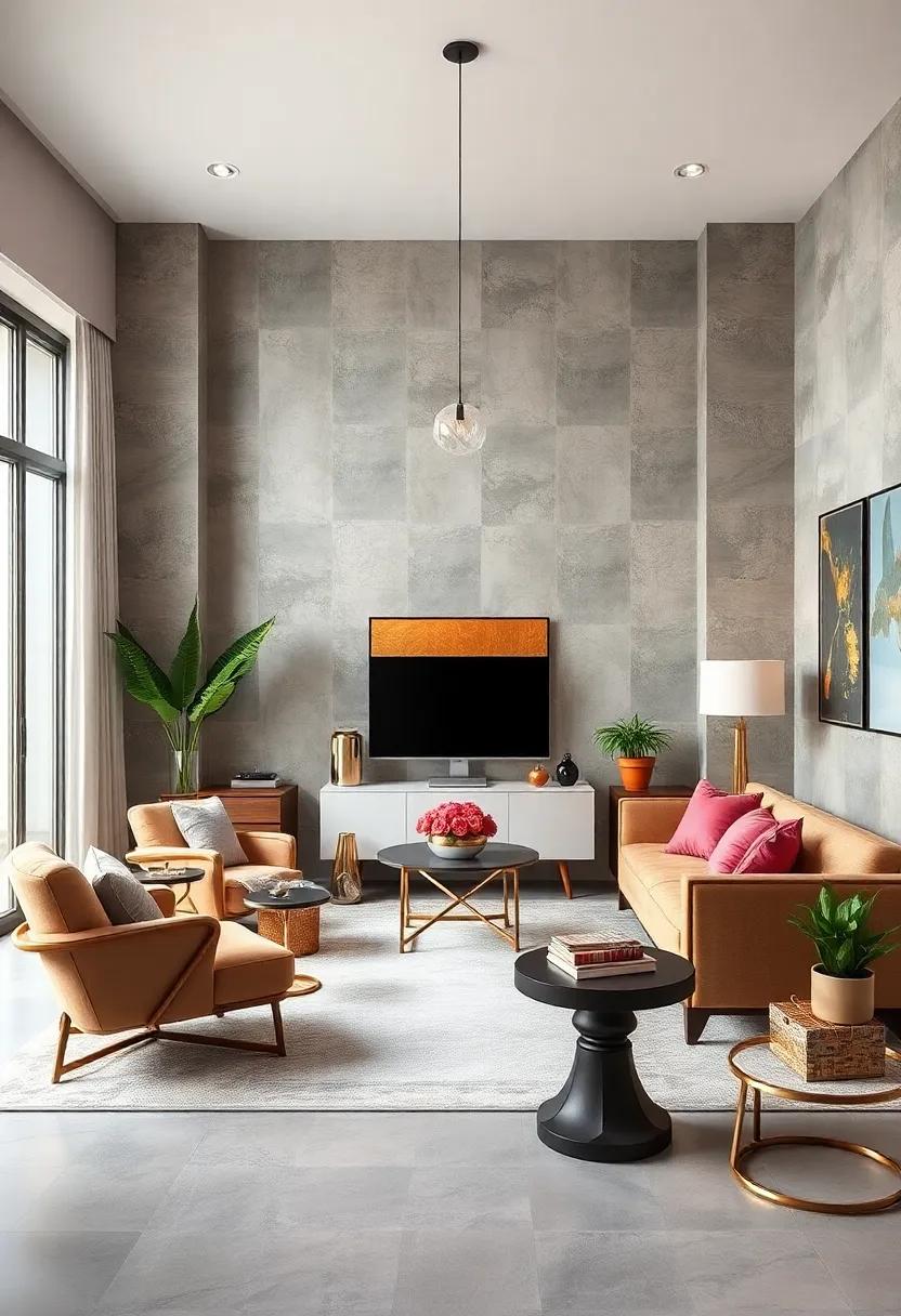 Combining Metallic Accents with Plush Fabrics for a Glamorous Touch in Bold Eclectic Workspaces