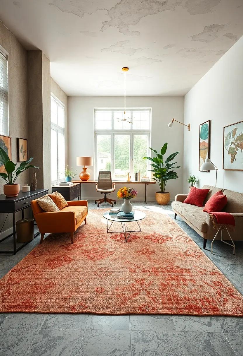 Textured Rugs Over Patterned Floors Creating Dimension and Visual Interest In Maximalist Rooms