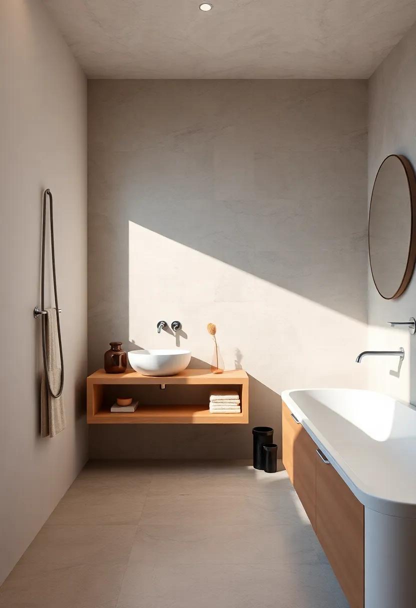 Slimline wall-mounted faucets with polished chrome finishes that complement minimalist design frameworks