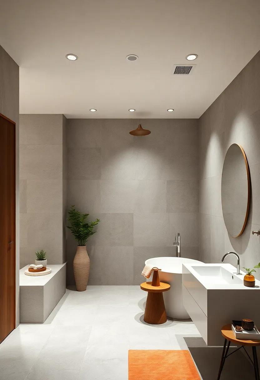 Low-profile vents and subtle air diffusers integrated discreetly into ceiling panels for invisible function