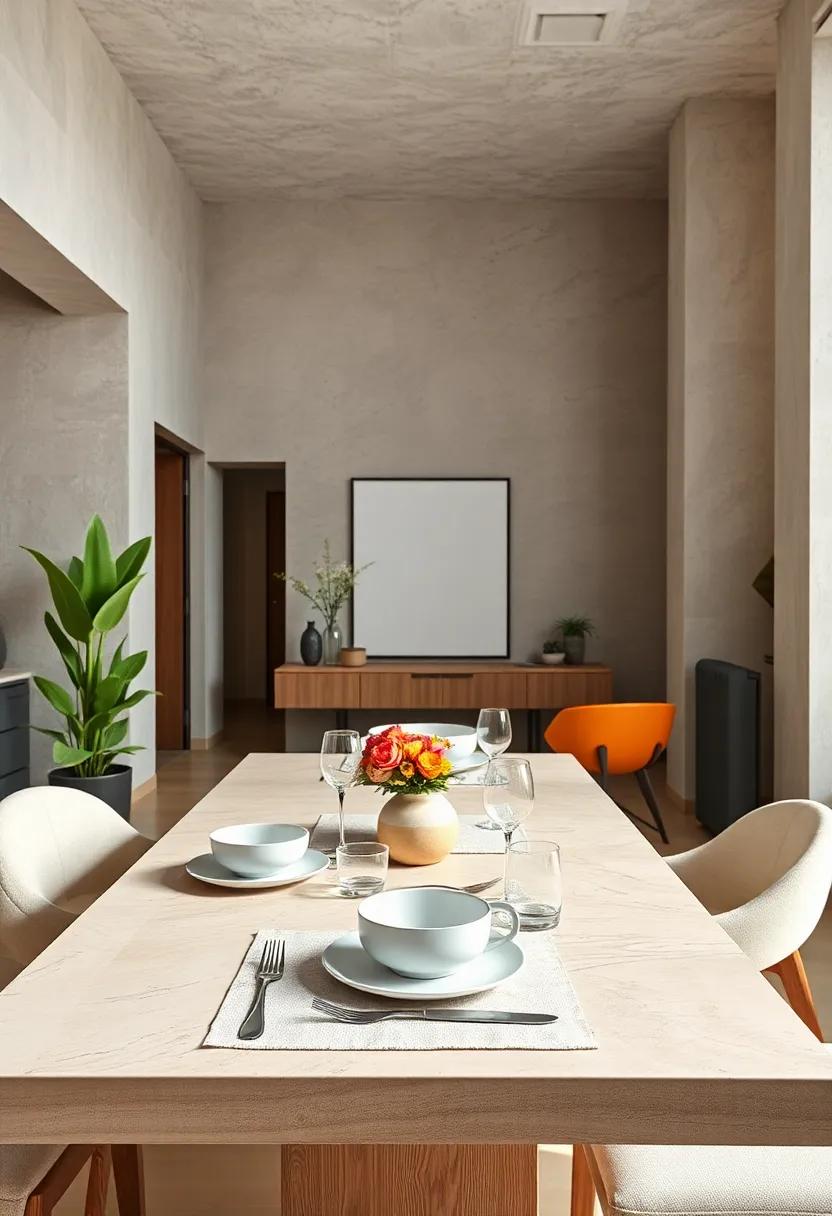 Elegant Tableware Arranged Neatly on Linen Placemats Enhancing Minimalist Sophistication