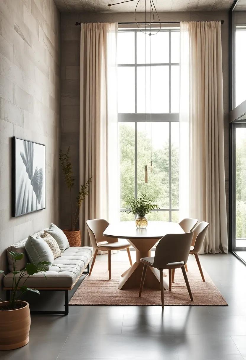 Neutral Draperies Flowing Softly to Frame Windows Without Distracting From the Room's Calm