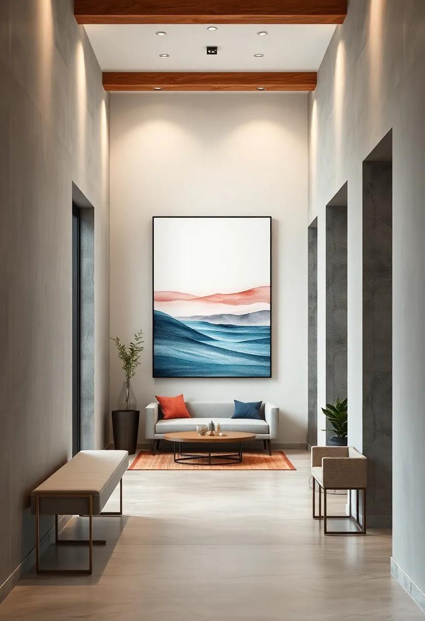 Calm Horizon Inspired Watercolor Strokes That Evoke Spaciousness And Tranquility In Hallways