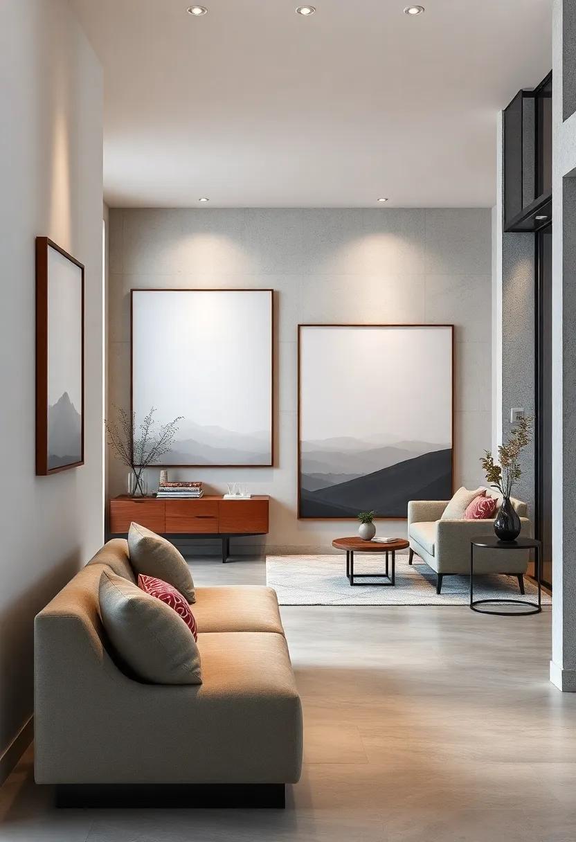 Minimalist Landscape Silhouettes Painted In Faint Lines On Soft Backgrounds Evoking Quiet Evening Scenes