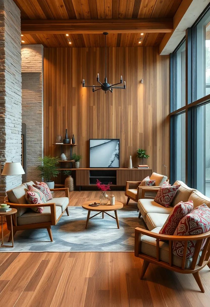 Blending Warm Wood Tones With Vibrant Eclectic Patterns For A Bold Visual Impact