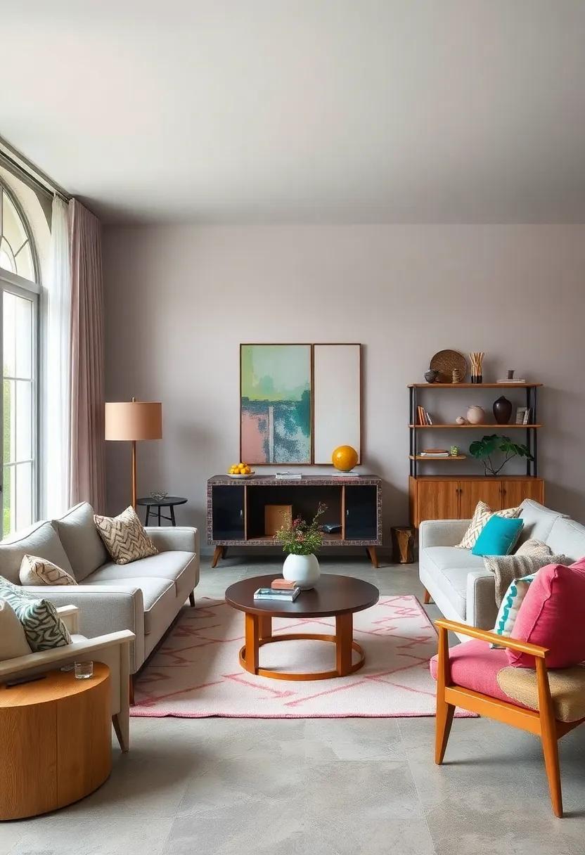 Bringing Together Iconic Mid-Century Furniture With Diverse Cultural Decor Elements And Textures