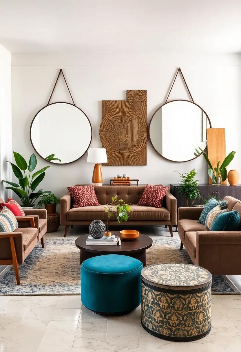 Combining Classic Mid-Century Wall Clocks With Vibrant Eclectic Gallery Walls For Dynamic Views