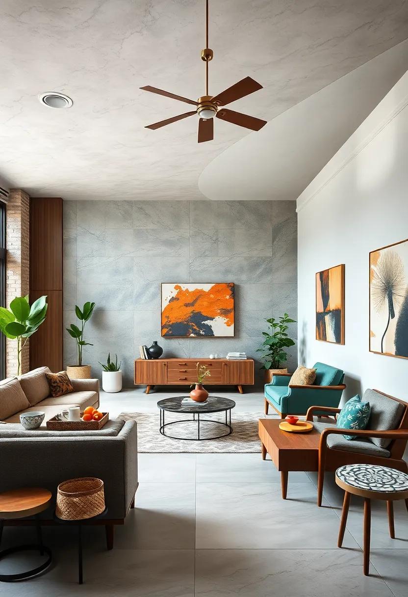 Creating Harmony With Retro Lighting Fixtures And Colorful Eclectic Wall Art Compositions