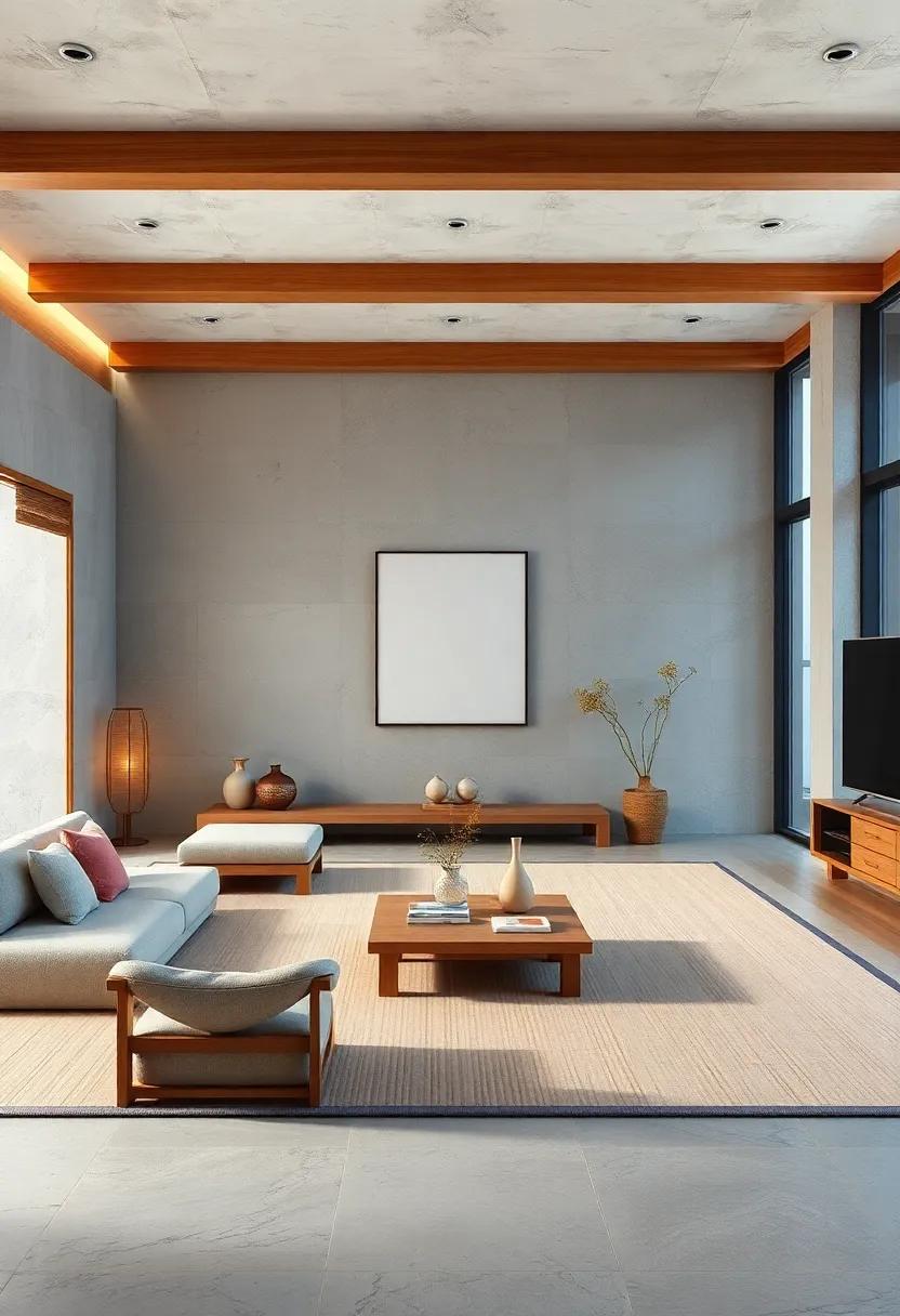 Minimalist Tatami Mat Layouts Complemented By Low Wooden Furniture For Tranquil Japanese Interior Spaces