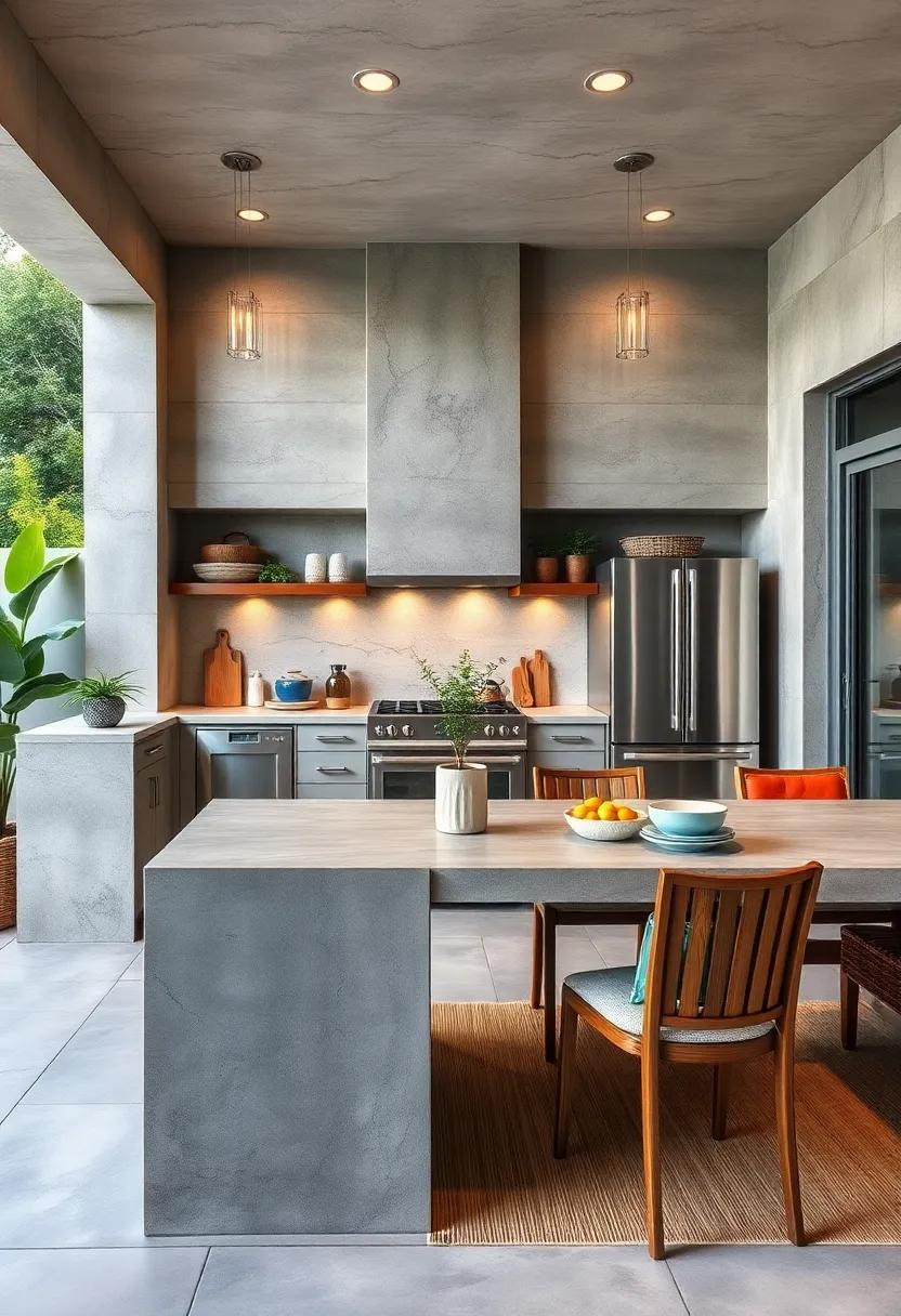 Create an outdoor ‌kitchen⁤ with concrete accents ​to extend your living space and enhance your entertaining options