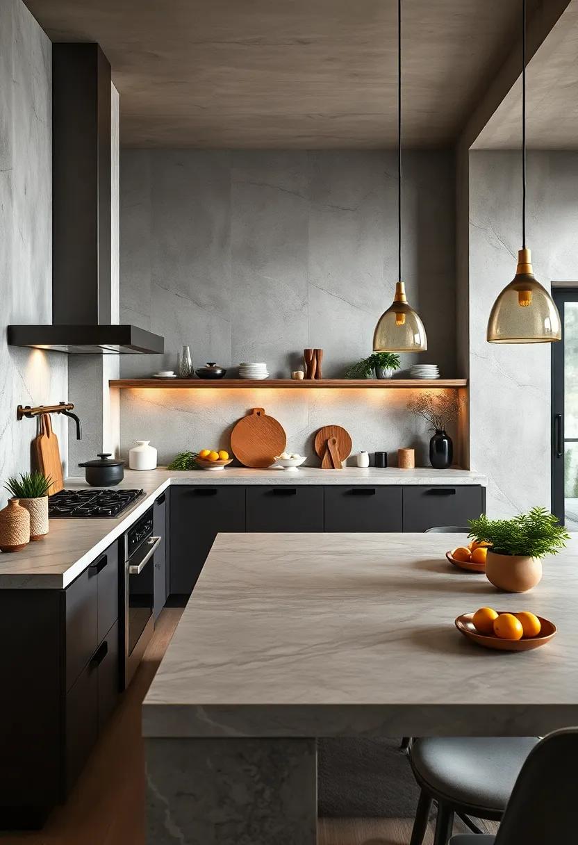 Incorporate⁤ concrete in your kitchen's cooking ‌or baking⁢ stations for a functional ⁣yet aesthetically pleasing ‍surface