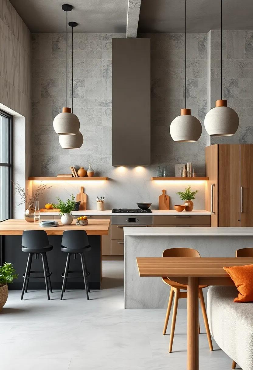 Use concrete ⁣pendant lights‌ to introduce ​unique shapes and styles that enhance your kitchen's ambiance