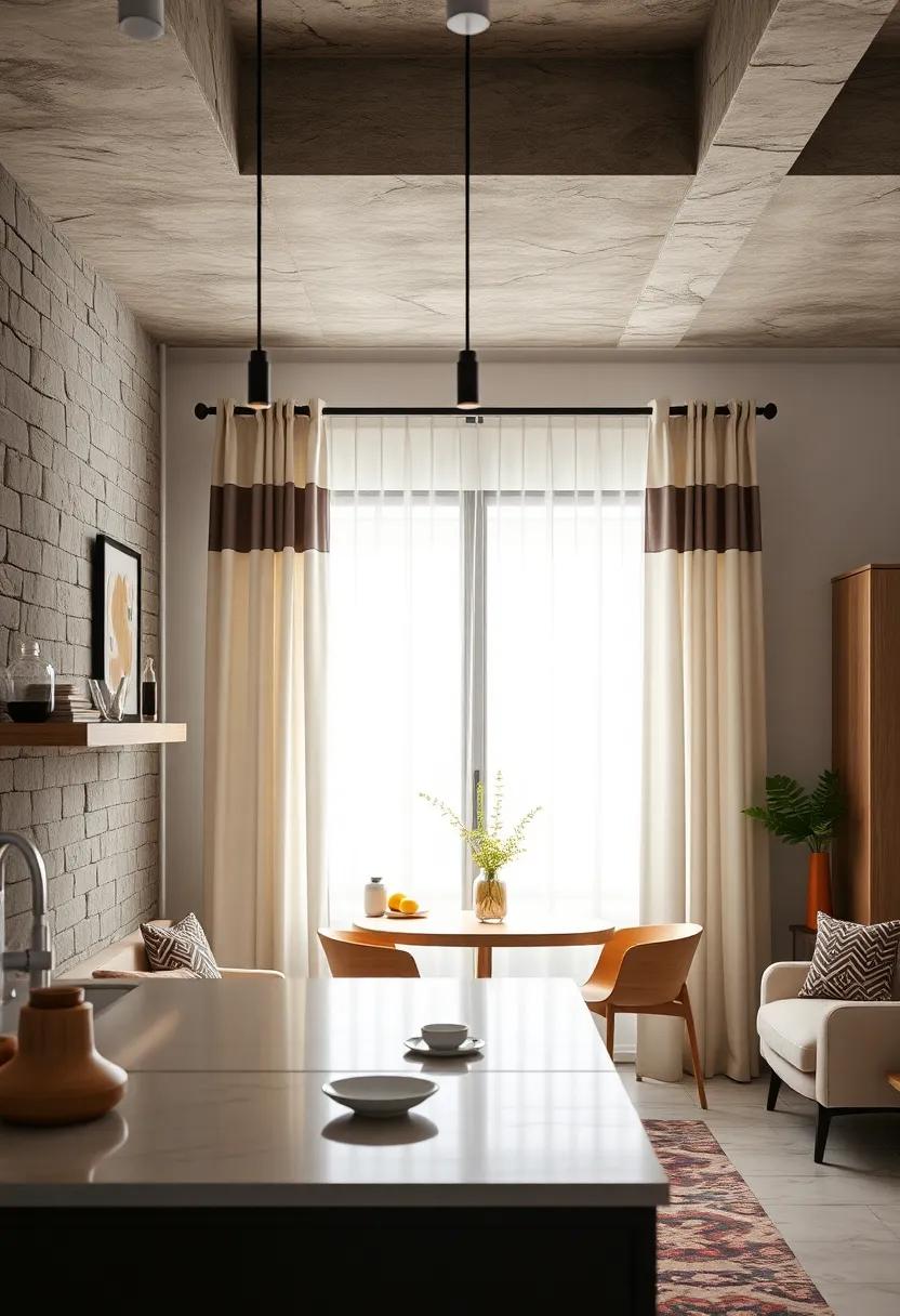 Color-Contrasting Curtain Rods Enhancing Curtain Design With an Unexpected Pop of Visual Interest