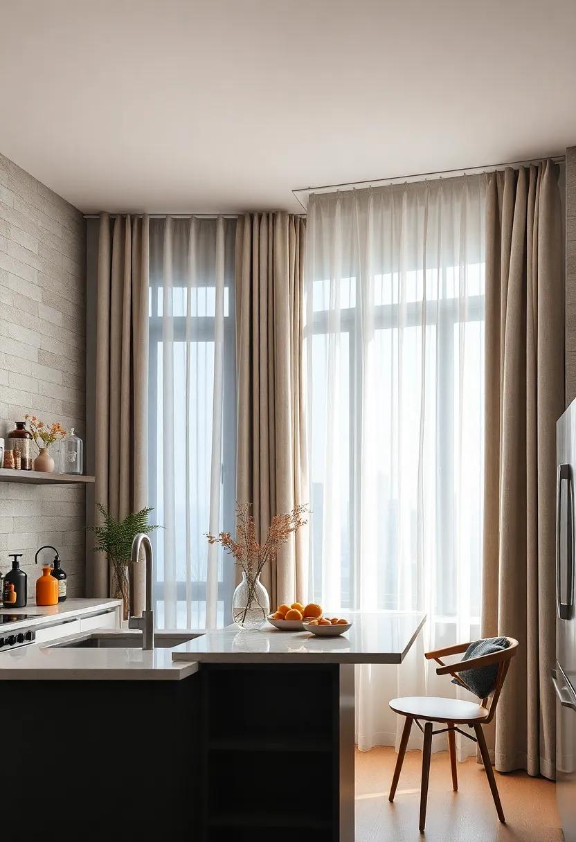 Curtains with Adjustable Lengths Offering Flexible Styling Choices for Varied Kitchen Window Sizes