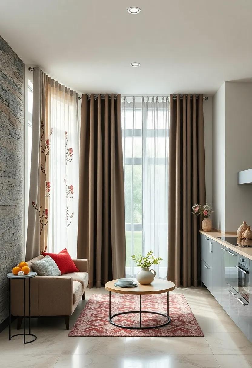 Curtains Featuring Botanical Embroidery Highlighting Handcrafted Details in Modern Kitchens