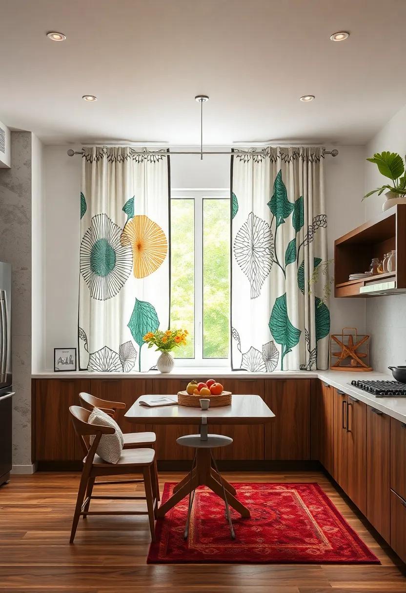 Geometric Patterns on Kitchen Curtains Creating Visual Interest and Modern Art Vibes