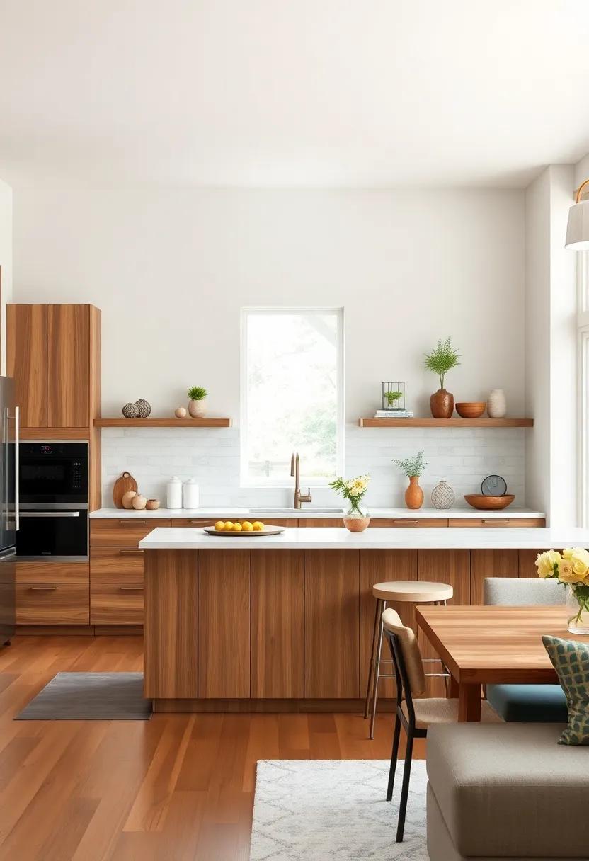 Balancing Natural Wood Warmth with Cool Tones in Ceramic and Stone Countertops