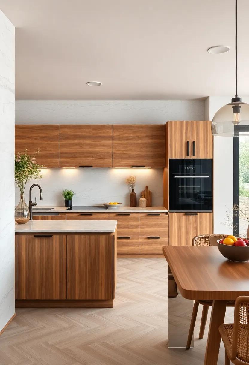 Blending Timeless Wood Grain Patterns with Sleek Contemporary Cabinet Designs