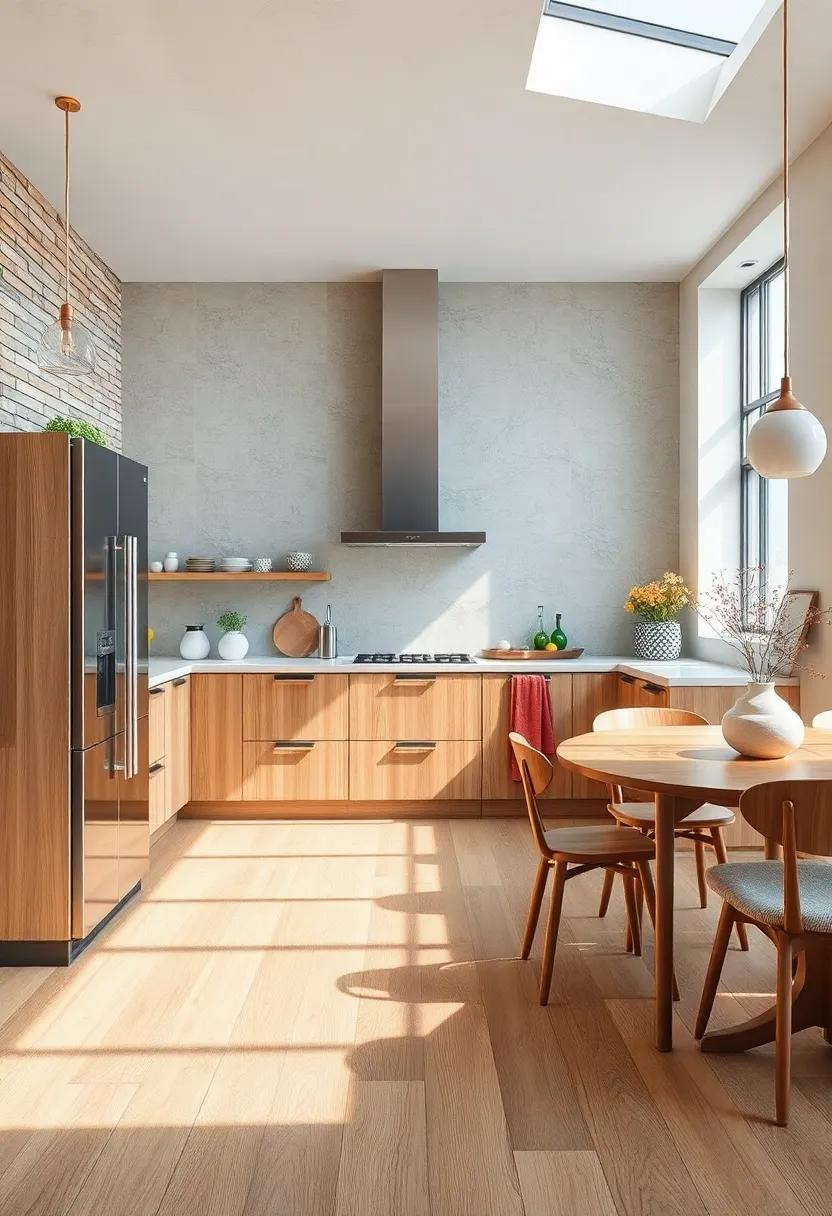 Textures of Natural Wood Under Natural Sunlight Creating a Soft Inviting Kitchen Atmosphere