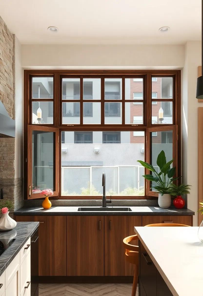 Crafting a Visual Dialogue Between Rustic Wood Window Frames and Urban Modern Kitchen Spaces