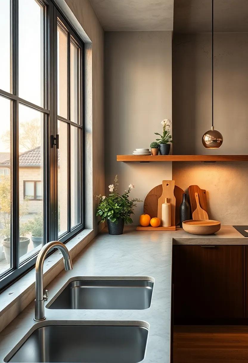 Pairing Industrial Metal Window Frames with Warm Wooden Accents for a Balanced Kitchen Atmosphere