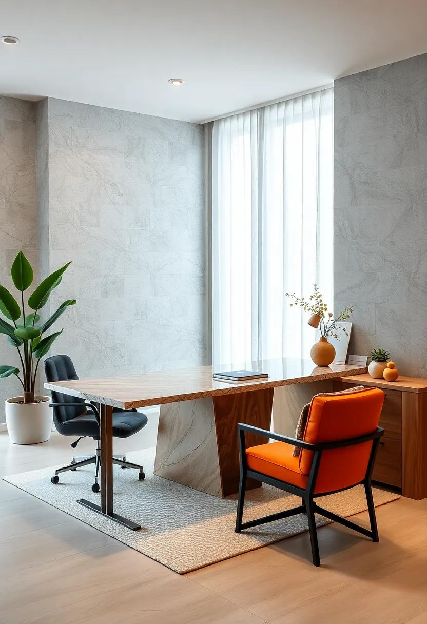 Natural Elements Incorporated into Desk Designs to Bring a Touch of Serenity and Freshness Indoors