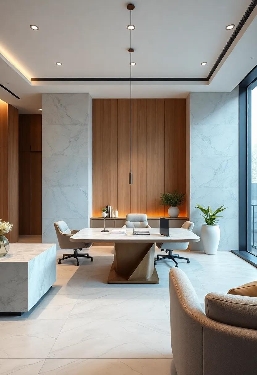 Texture Play with Matte and Glossy Surfaces Offering Depth and Dimension in Luxury Desk Design