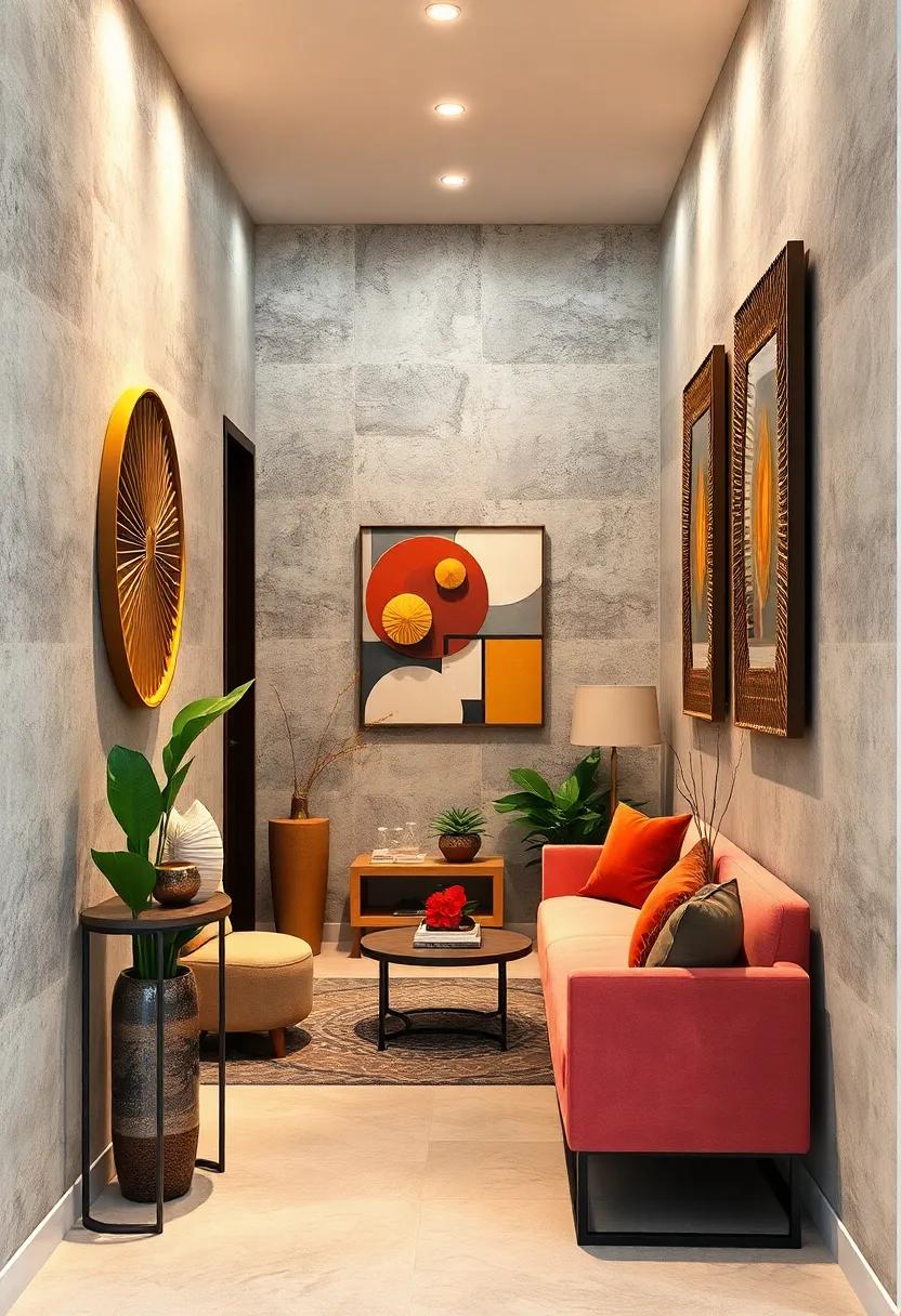 Creative Wall Art Arrangements Designed to Draw the Eye and Add Personality to Confined Passageways