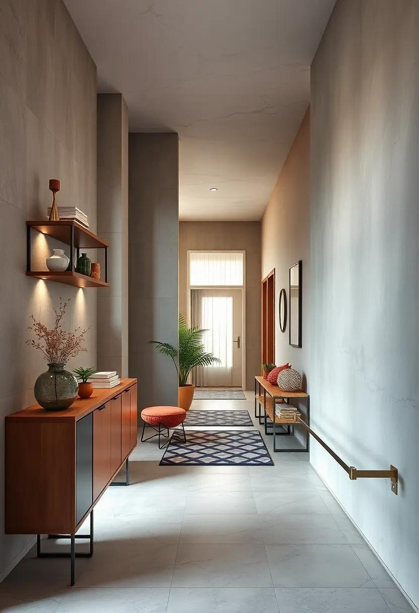 Floating Shelves and Minimalist Display Units to Enhance Function and Visual Appeal in Narrow Hallways