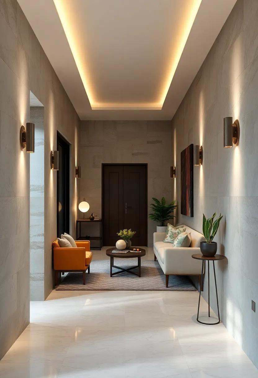 Lighting Sculptures and Fixtures that Cast Unique Shadows and Highlight the Hallway's Architecture