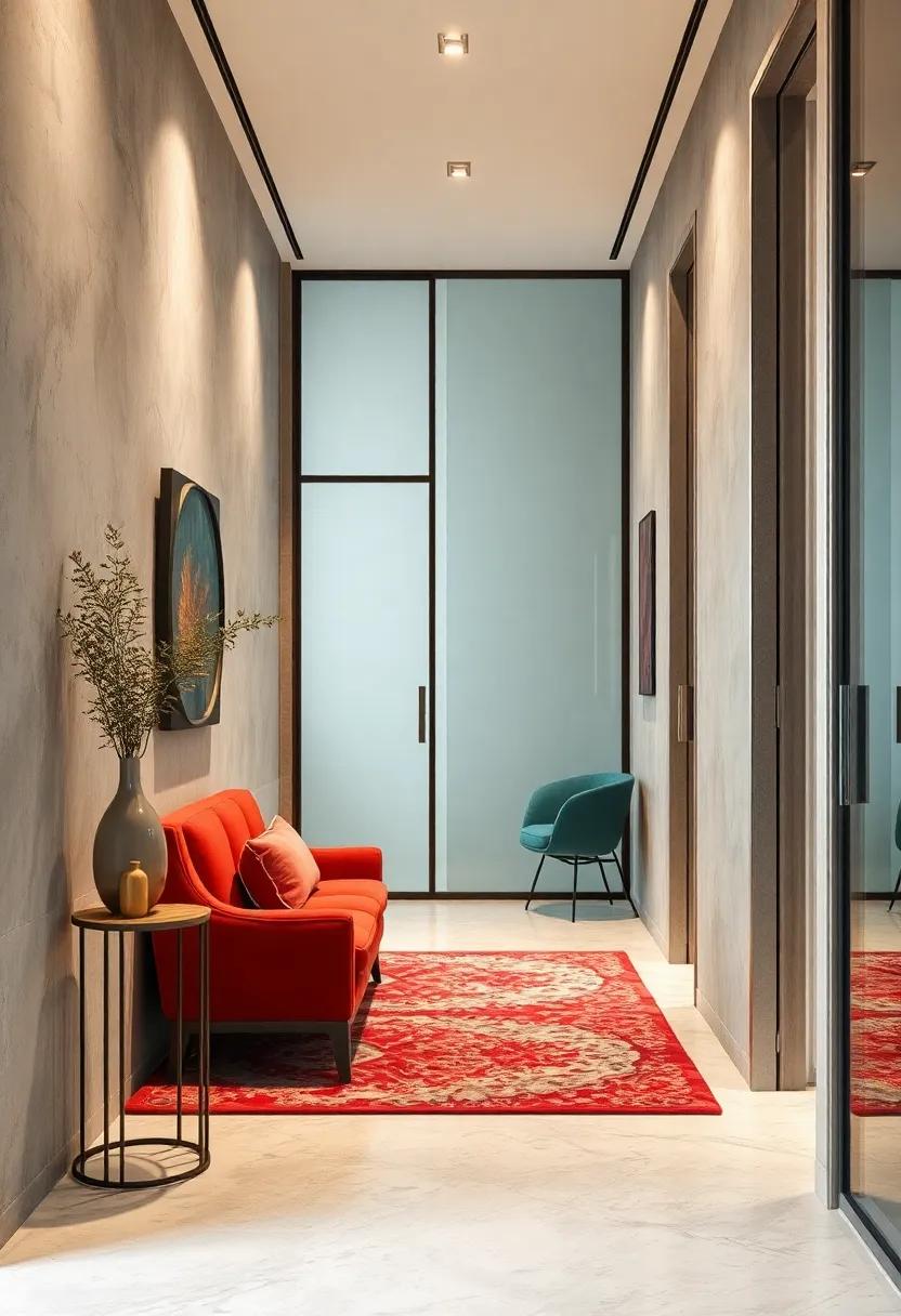 Playing With Clear and Opaque Glass Elements for Doors and Partitions That Enhance Hallway Connectivity