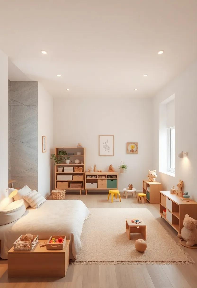 Thoughtfully Placed Natural Light Fixtures Casting Warm Glows Over Montessori Tools And Play Areas