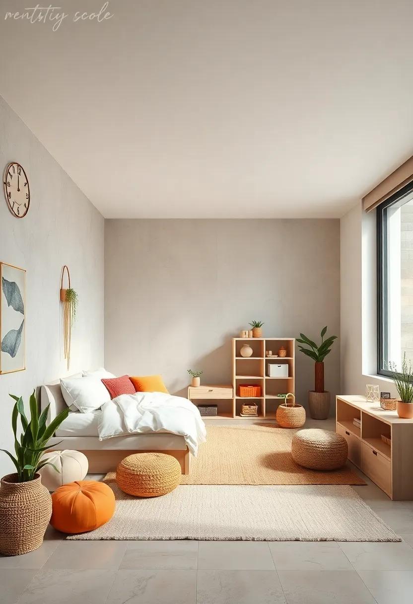 A Harmonious Blend Of Organic Materials And Minimalistic Design Elements Promoting Calm In A Learning Space