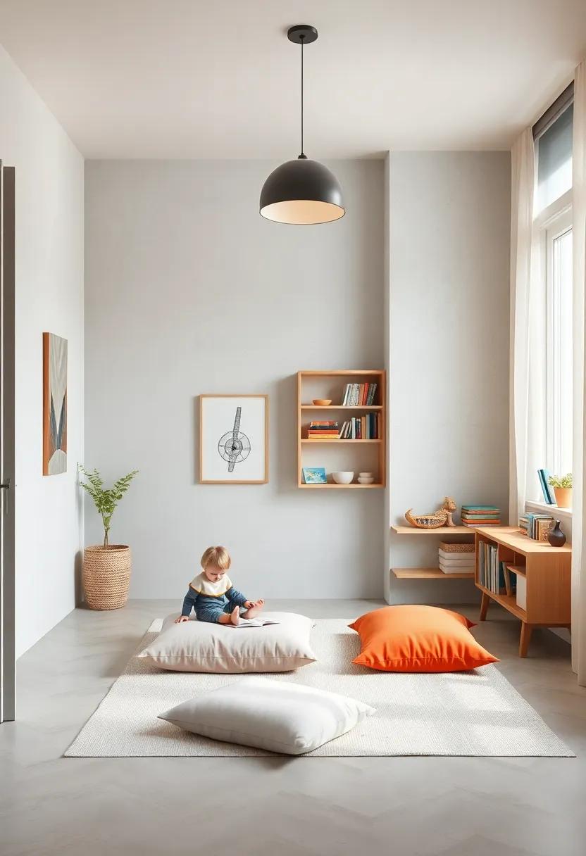 Tranquil Reading Nook With Padded Floor Cushions And A Small Library Of Storybooks Embracing Montessori Philosophy