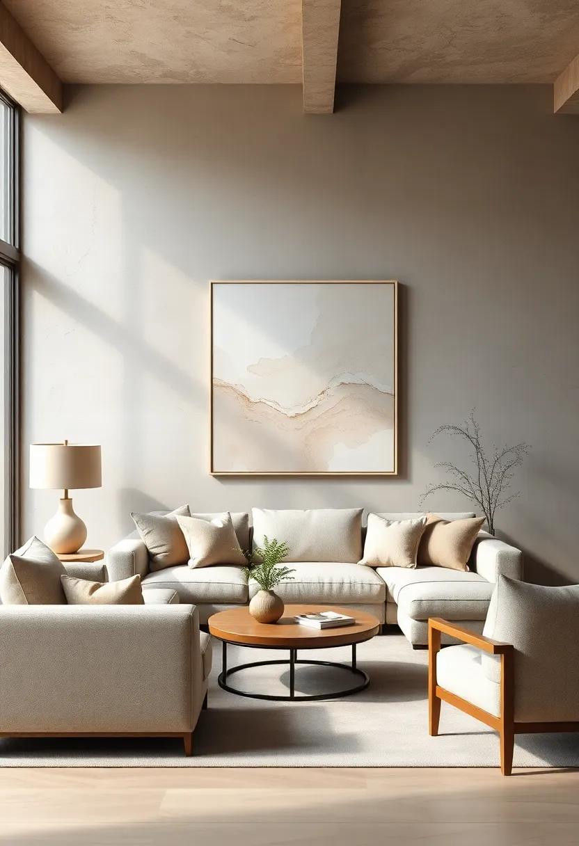 The Gentle Blend of Soft Beige Tones in Abstract Wall Art for Calm Living Spaces