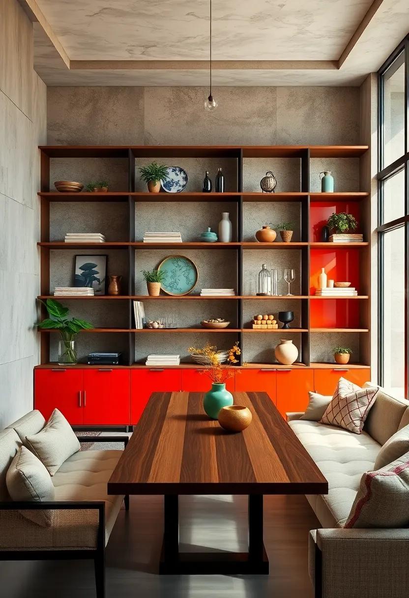 Bold Color-Accented Shelving Units Combining Functional Storage with Vibrant Visual Interest