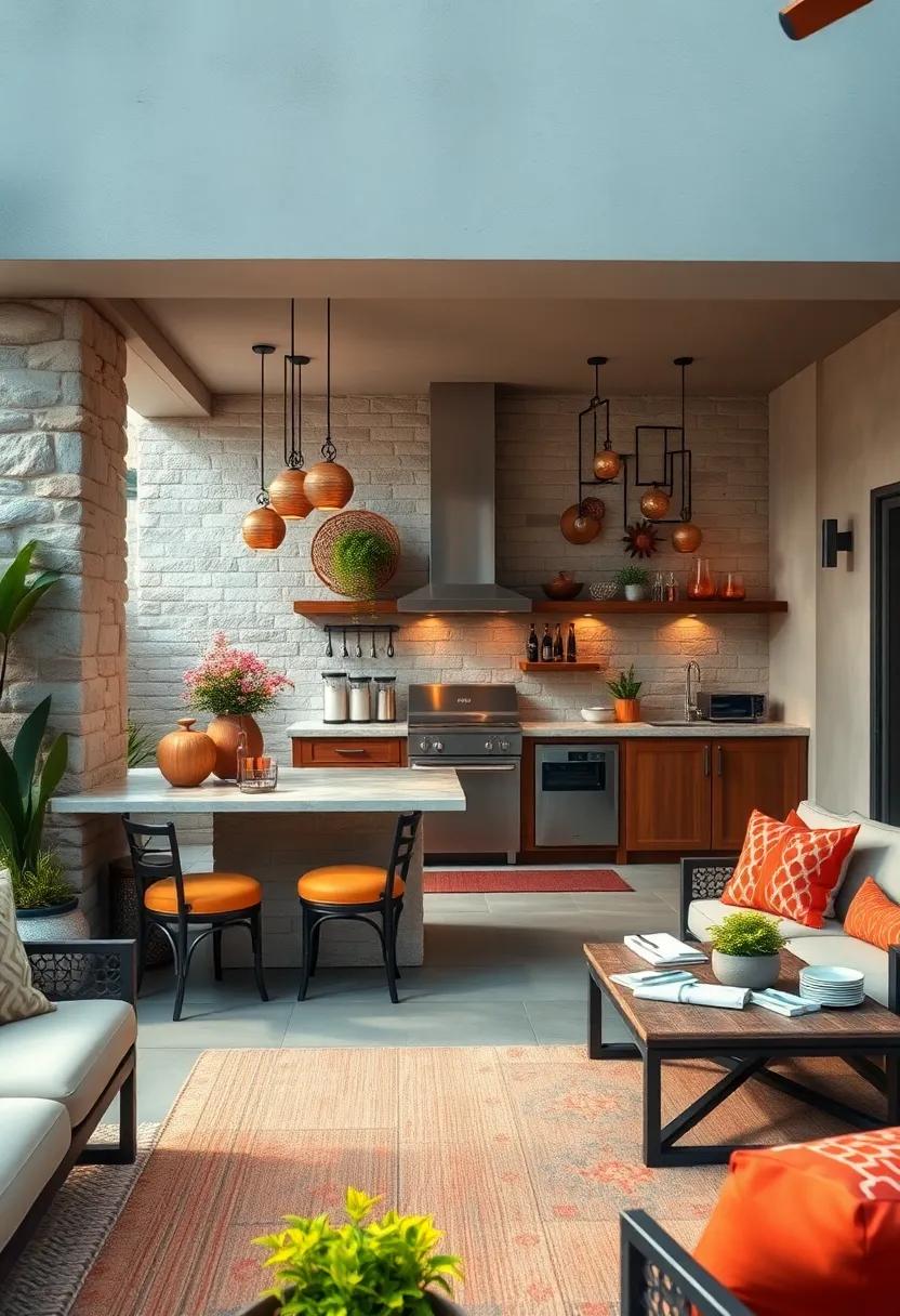 Artful ‌Display: Frame your outdoor kitchen ⁣with functional yet decorative items such as hanging pots or a spice rack