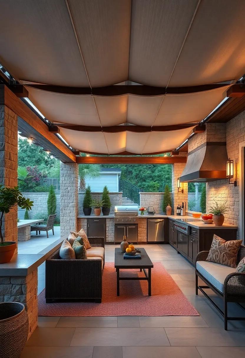 Canopy⁢ or ⁤Pergola:​ incorporate a stylish canopy or pergola to provide shade while enhancing the aesthetic appeal of your outdoor kitchen