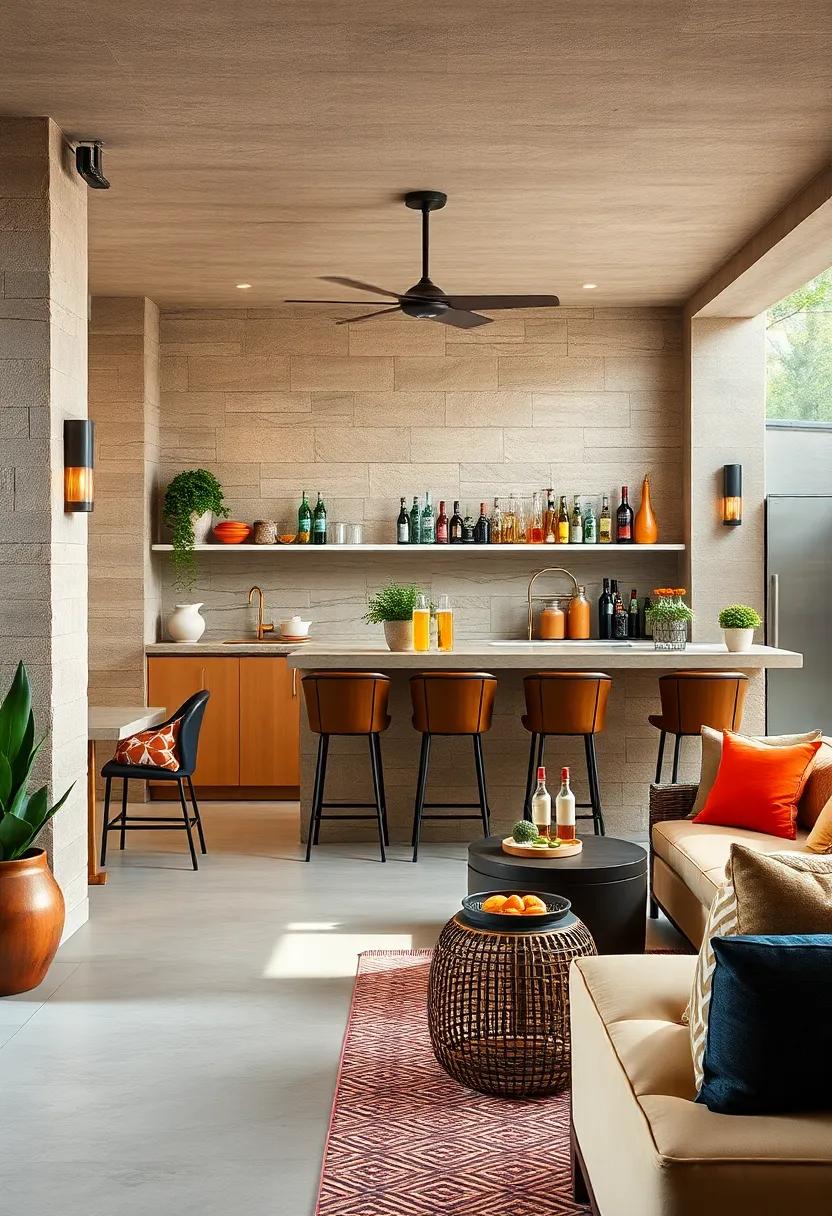 Stylish Bar Counter: Design a chic bar ⁤counter with high stools and a variety of beverage ‌options to elevate your hosting capabilities
