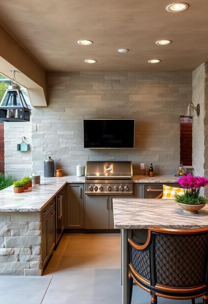 Elevate the Charm of Your Outdoor Kitchen with Luxurious Granite Countertops and Rich Natural Patterns