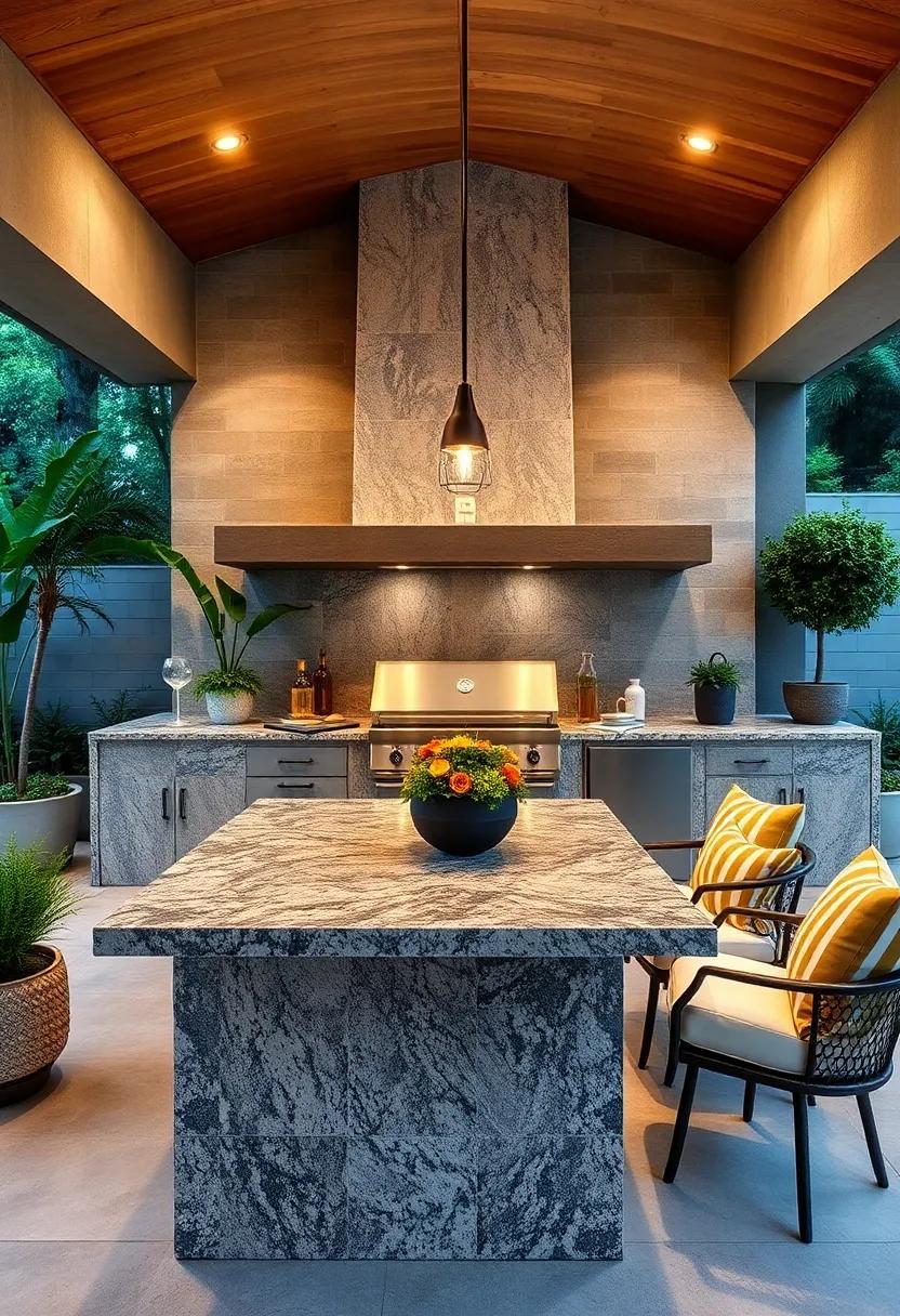 Showcase the Versatility of Granite in Outdoor Cooking Areas with Distinctive Color Variations and Textures