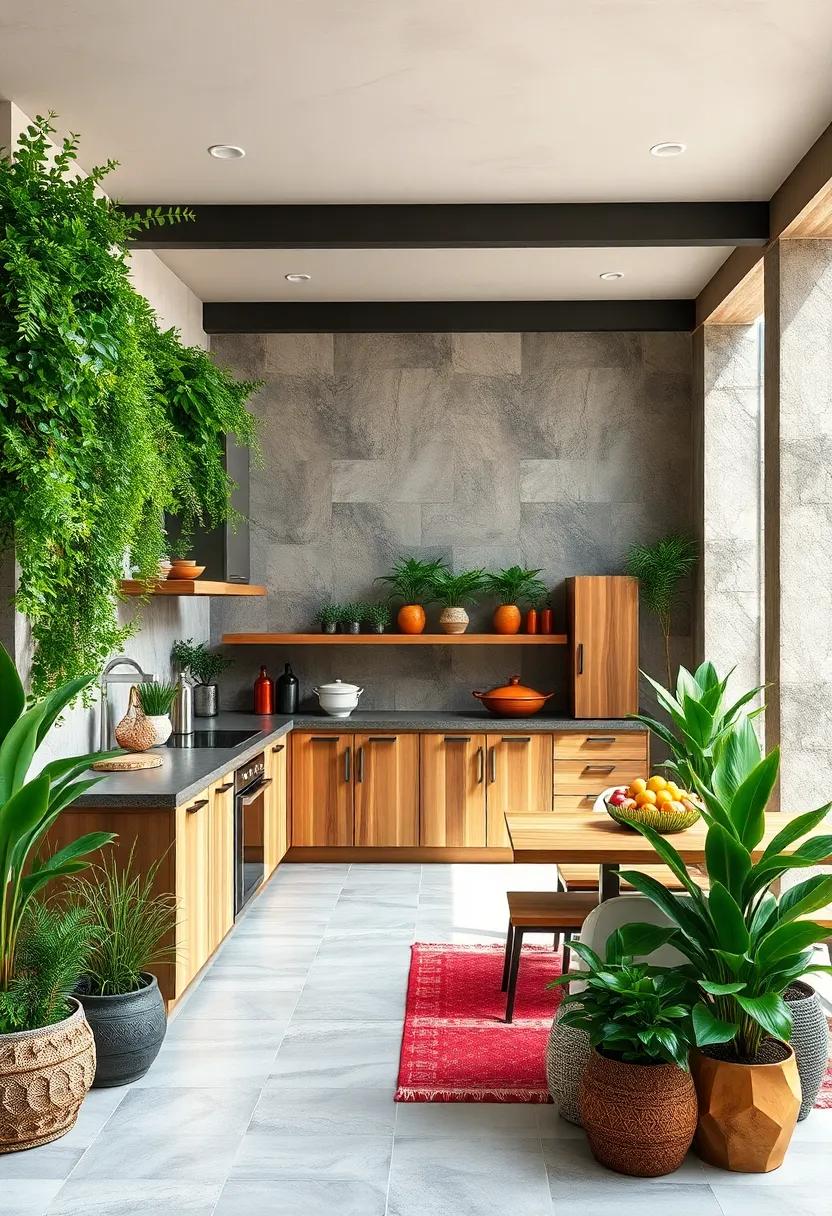 Incorporating Greenery And Vertical Gardens To Add Freshness And A Splash Of Life To The Cooking Area