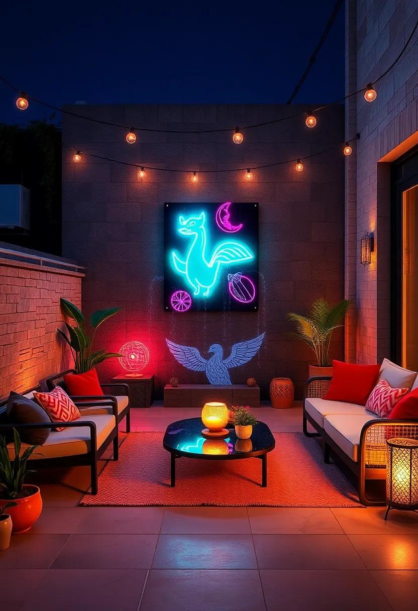 Set Mood with Luminous Neon Wall Art Paired with Dark, Moody Backgrounds and Ambient Lights