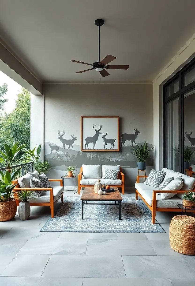Celebrate Nature with Wildlife Silhouette Murals Combined with Natural Wooden Decor