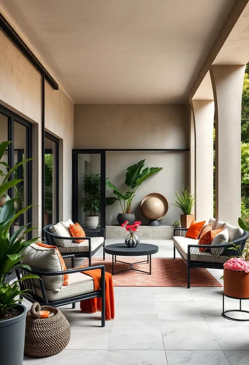 Elegant Contrast of Matte Black Frames Against Lush Greenery Backdrops