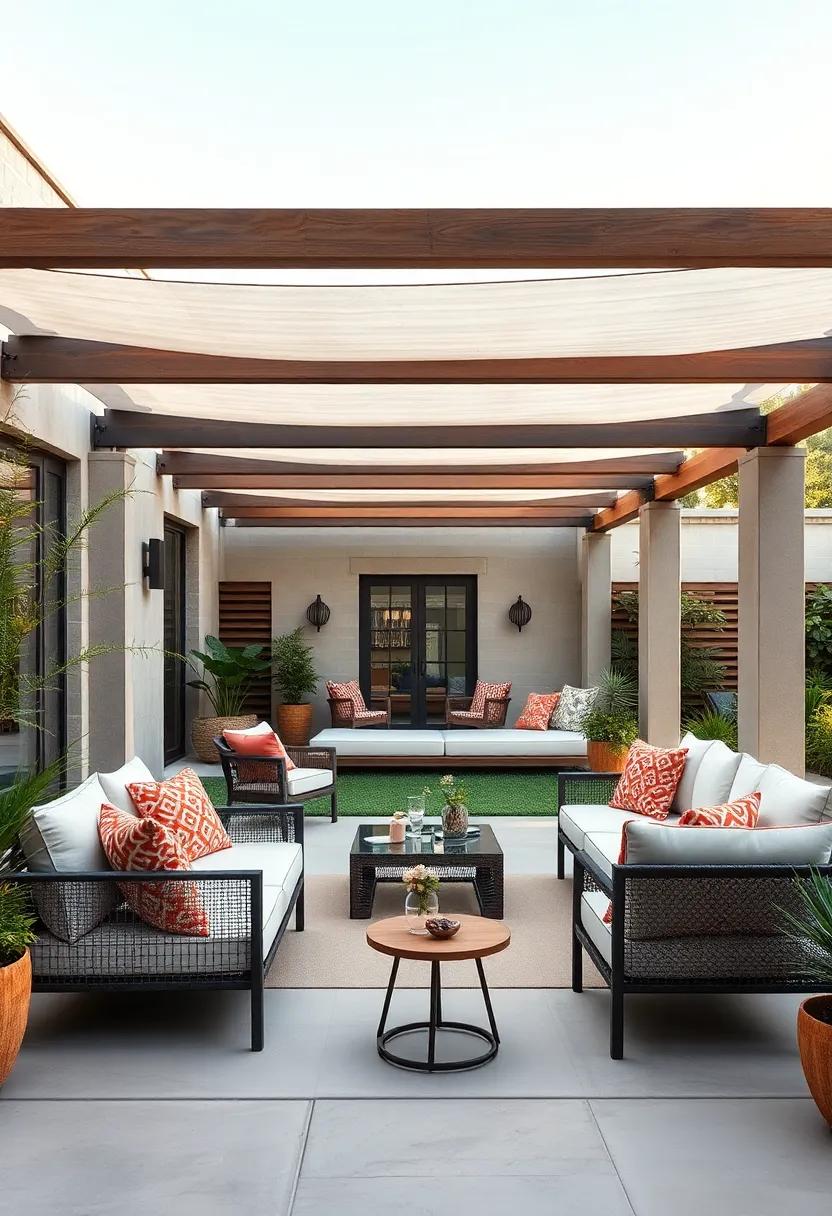 Streamlined Daybeds Nestled Under Pergolas for Stylish Alfresco Comfort