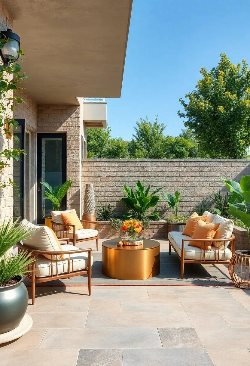 Subtle Use of Metallic Accents Elevating Garden Furniture into Artful Statements