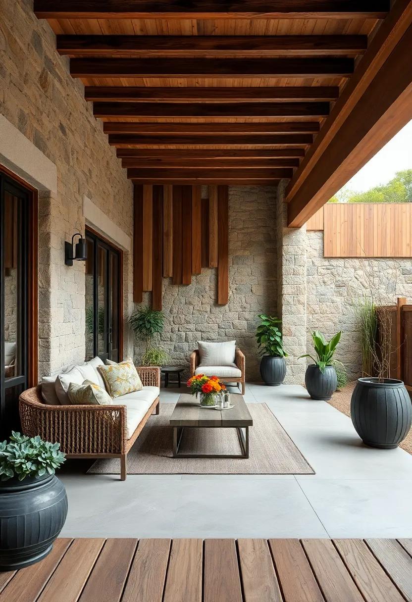 The Art of Layering Natural Textures with Rough Stone Walls and Polished Wooden Decks