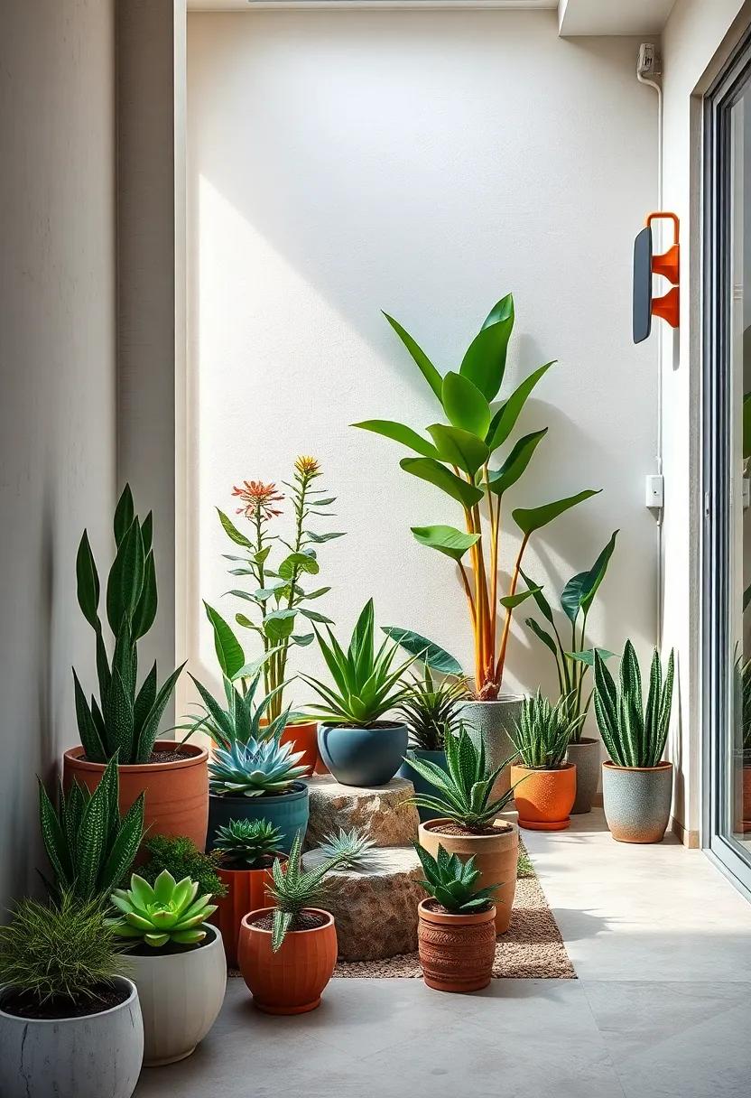 Colorful Arrangements of Succulents and Cacti Bringing Life to Narrow Garden Corners