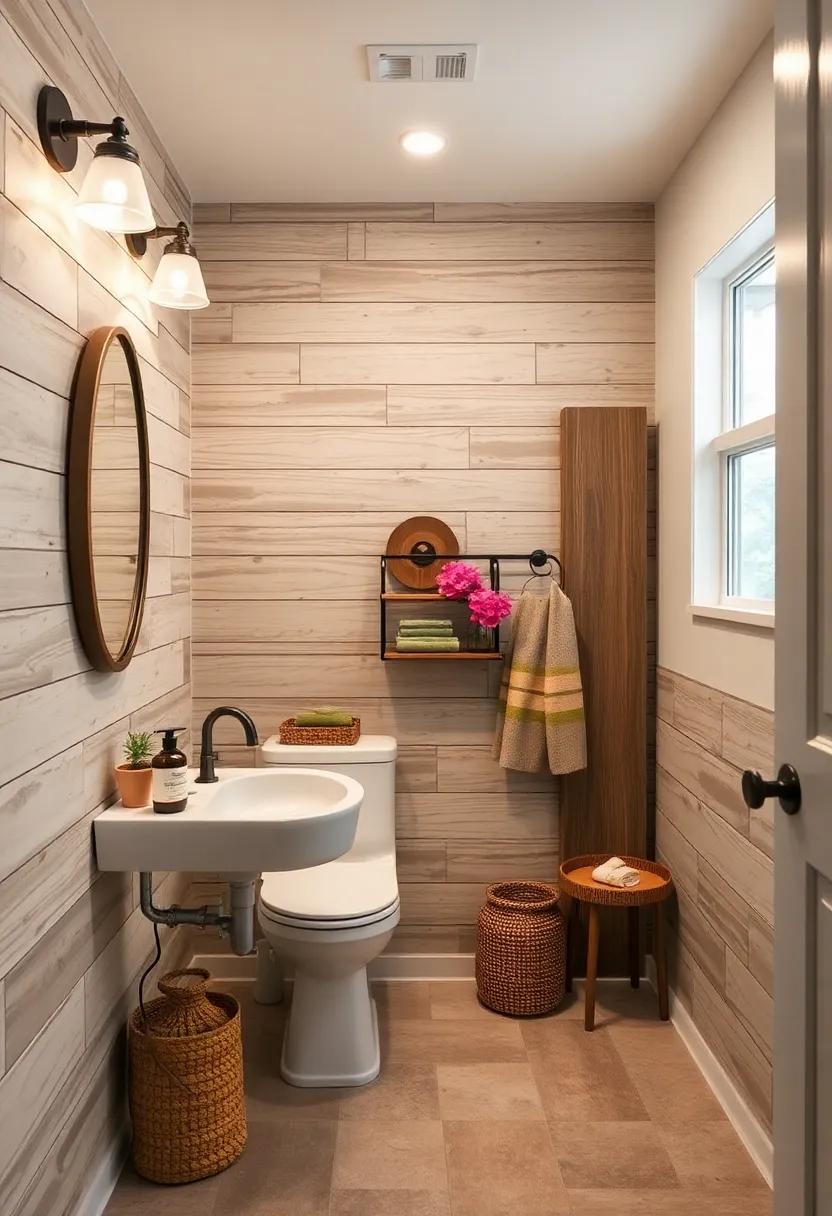 Rustic Charm Brought to Life Through Weathered Wood Shiplap Panels Complemented by Vintage Fixtures